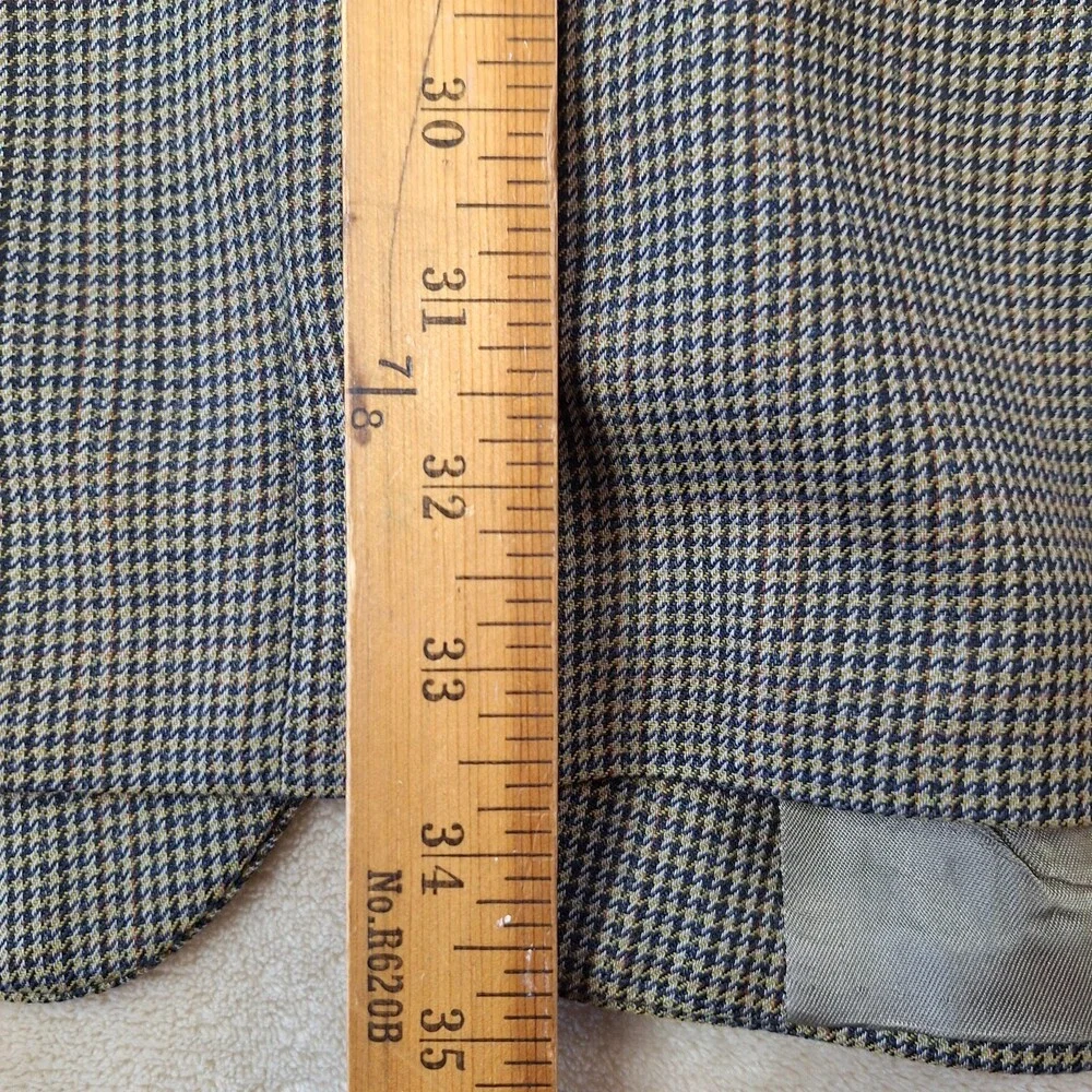 Oscar De La Renta Blazer Mens 50L Brown Wool Houndstooth Sport Coat Ventless
